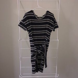 CASUAL STRIPED TIE DRESS
